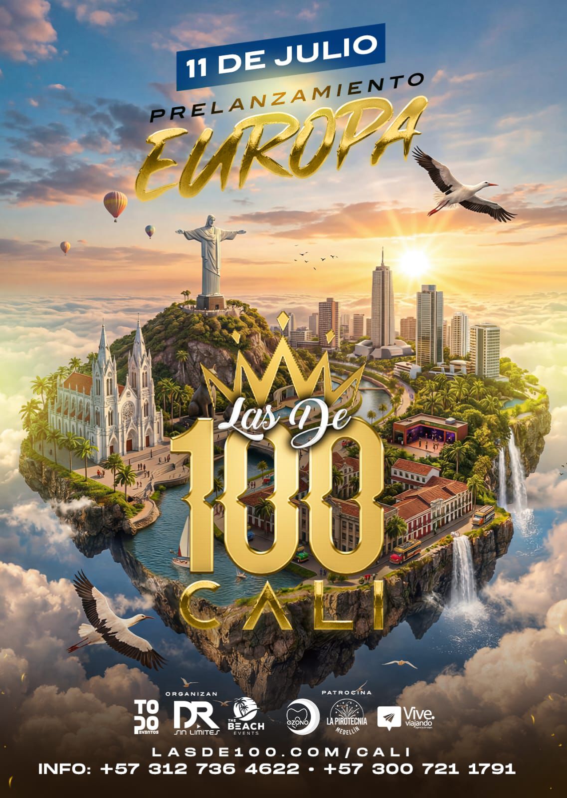 Flyer de Las de 100 CALI | Prelanzamiento Europa